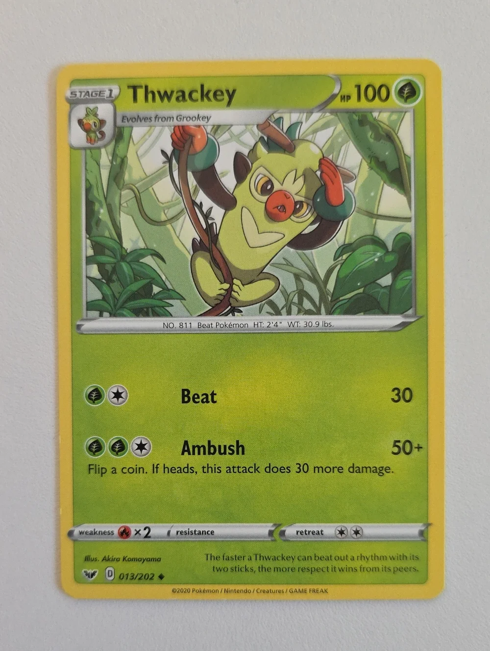 Pokemon Grookey, Thwacky, Turtwig, Rillaboom, And Grotle Card